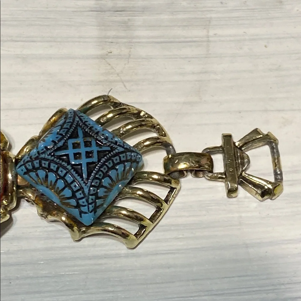 PRETTY Vintage Glass & gold tone Matrix Bracelet jewelry